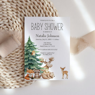 Boho bosdieren baby shower uitnodiging