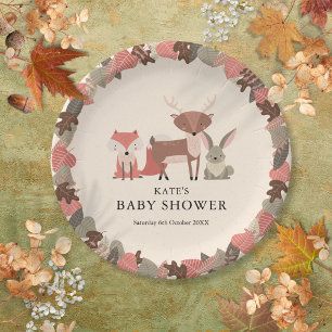 Boho bosdieren bos baby shower papieren bordje