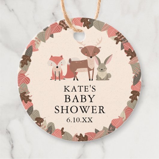 Boho bosdieren bos babyshower bedankjes labels (Voorkant)