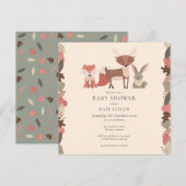 Boho-bosdieren bos babyshower kaart (Voorkant / Achterkant)