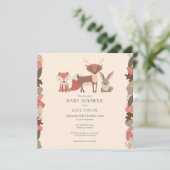 Boho-bosdieren bos babyshower kaart (Staand voorkant)