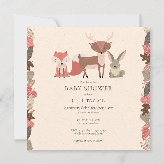 Boho-bosdieren bos babyshower kaart (Voorkant)