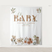 Boho bosdieren Bruin Oh Baby Shower Foto Wandkleed (Voorkant)