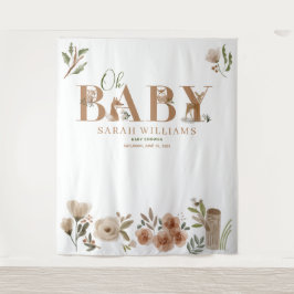 Boho bosdieren Bruin Oh Baby Shower Foto Wandkleed
