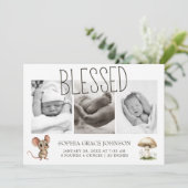 Boho bosdieren foto baby aankondiging (Staand voorkant)