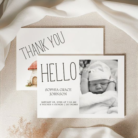 Boho bosdieren foto geboorteaankondiging baby kaart