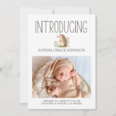 Boho bosdieren foto geboorteaankondiging baby kaart (Voorkant)