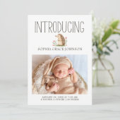 Boho bosdieren foto geboorteaankondiging baby kaart (Staand voorkant)