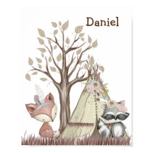 Boho bosdieren kinderkamer poster