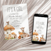 Boho bosdieren meisje babyshower kaart