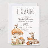 Boho bosdieren meisje babyshower kaart (Voorkant)
