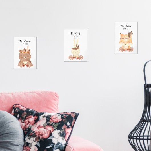Boho bosdieren Persoonlijke babykamer  Muurkunst Sets (Woonkamer)