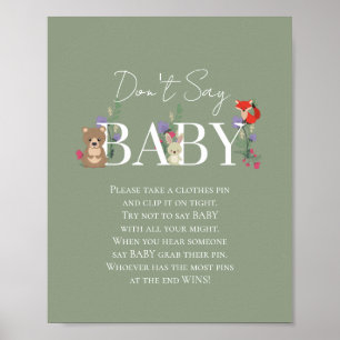 Boho Bosdieren Salie Groene Baby Shower Poster