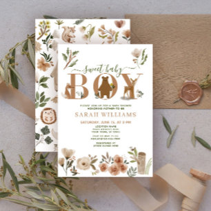 Boho Bosdieren Zoete Baby Jongen Baby Shower Kaart