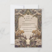 Boho boselhoorn bruiloft RSVP kaartje (Voorkant)