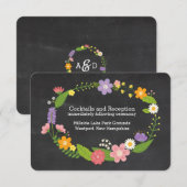 Boho boskrans op krijtbord bruiloft informatiekaartje (Voorkant / Achterkant)