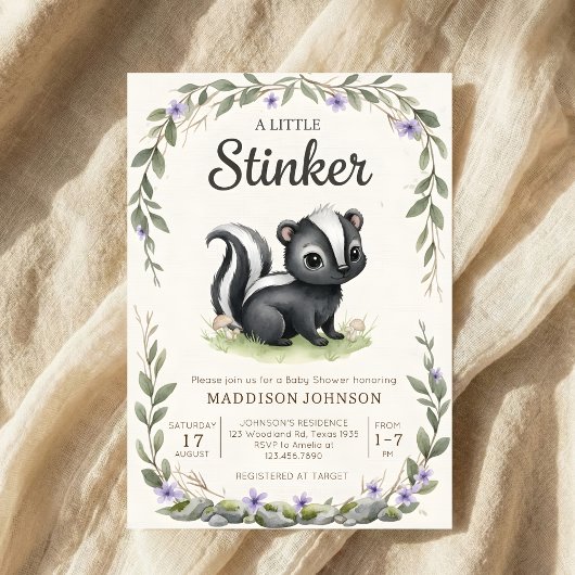 boho bosland Stinker groen baby shower Kaart