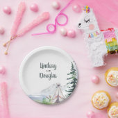 Boho bosrijke bergen avontuurlijke trouwdag papieren bordje (Feest)