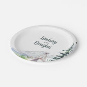 Boho bosrijke bergen avontuurlijke trouwdag papieren bordje (Gekanteld)