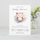 Boho Bossen Owl Baby shower Kaart (Staand voorkant)