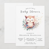 Boho Bossen Owl Baby shower Kaart (Voorkant / Achterkant)