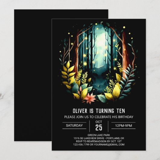 Boho Bossen Printable Woodland Verjaardag Kaart (Voorkant / Achterkant)