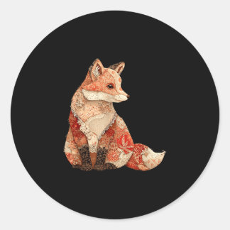 Boho bosvos vos patchwork bloem herfst volks ronde sticker