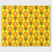 Boho Botanica Retro Bloemen Inpakpapier (Vlak)