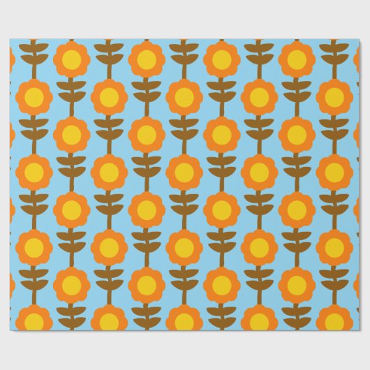 Boho Botanica Retro Floral Wrapping Paper Cadeaupapier (Vlak)