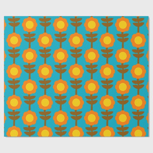 Boho Botanica Retro Floral Wrapping Paper Cadeaupapier (Vlak)