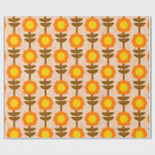 Boho Botanica Retro Floral Wrapping Paper Cadeaupapier (Vlak)