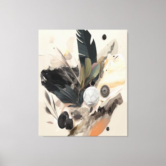 Boho Botanical Abstract Earth Minimalist Canvas Afdruk (Voorkant)