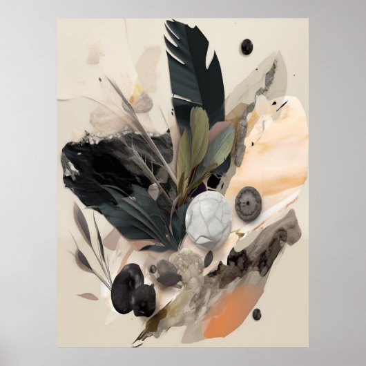 Boho Botanical Abstract Earth Minimalist Poster (Voorkant)