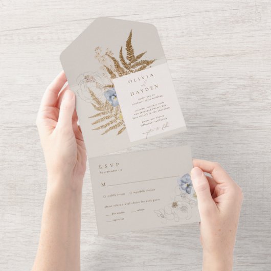 Boho Botanical Alles in één bruiloft uitnodiging (Afscheurbaar)