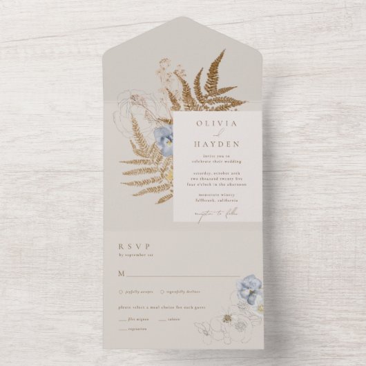 Boho Botanical Alles in één bruiloft uitnodiging (Binnen)