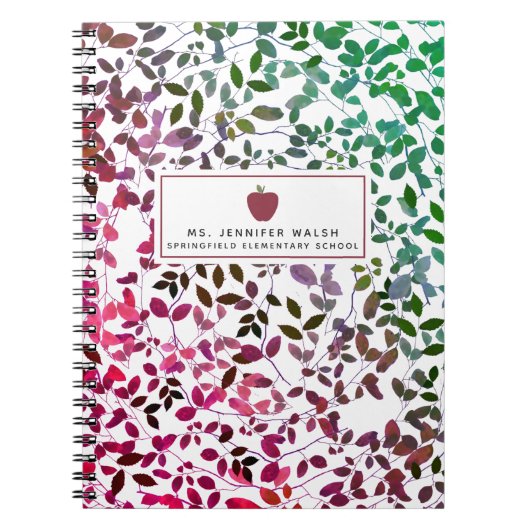 Boho Botanical Apple Teacher Notebook Notitieboek (Voorkant)
