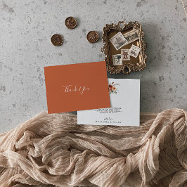 Boho Botanical Autumn Floral Flat Wedding Bedankkaart