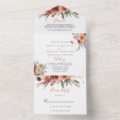 Boho Botanical Autumn Floral Wedding All In One Uitnodiging (Binnen)
