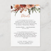 Boho Botanical Autumn Floral Wedding Details Informatiekaartje (Voorkant)