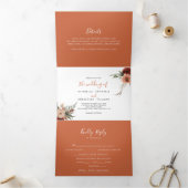 Boho Botanical Autumn Floral Wedding Drieluik Uitnodiging (Binnen)