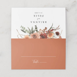 Boho Botanical Autumn Floral Wedding Place Card Plaatskaartje
