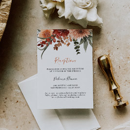 Boho Botanical Autumn Floral Wedding Reception Informatiekaartje