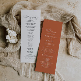 Boho Botanical Autumn Wedding Programme Programmakaart