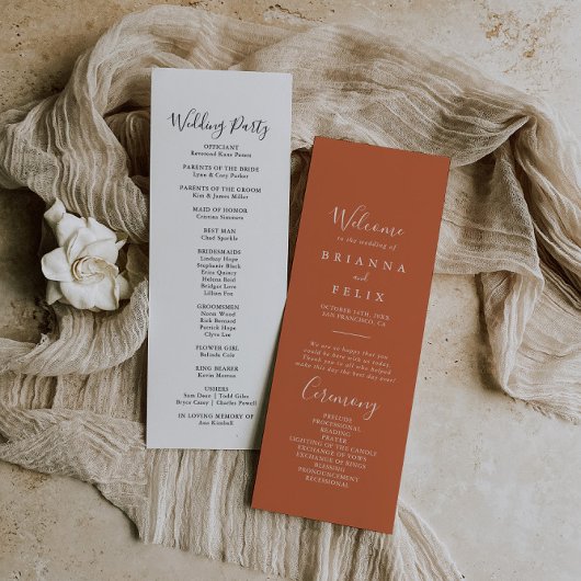 Boho Botanical Autumn Wedding Programme Programmakaart