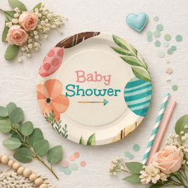 Boho Botanical Baby Shower Papieren Bordje