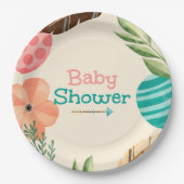 Boho Botanical Baby Shower Papieren Bordje (Voorkant)
