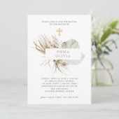 Boho Botanical | Baptisme met Gold Cross Kaart (Staand voorkant)