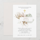 Boho Botanical | Baptisme met Gold Cross Kaart (Voorkant / Achterkant)