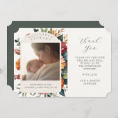 Boho Botanical Bedankt Baby Geboorteaankondiging Kaart (Voorkant / Achterkant)