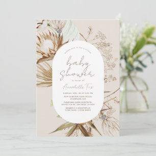 Boho Botanical Beige Virtual Baby shower Kaart